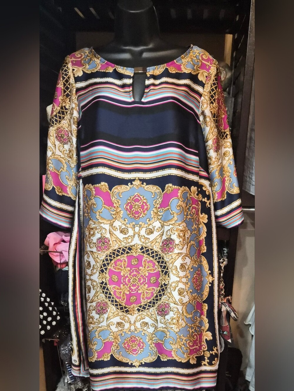SANDRA DARREN SIZE 8 SCARF PRINT  SHIFT DRESS RESORTWEAR